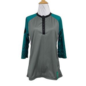 Juliana Jersey Womens S Small Teal Enduro Bicycles Raglan Sleeves Henley Active